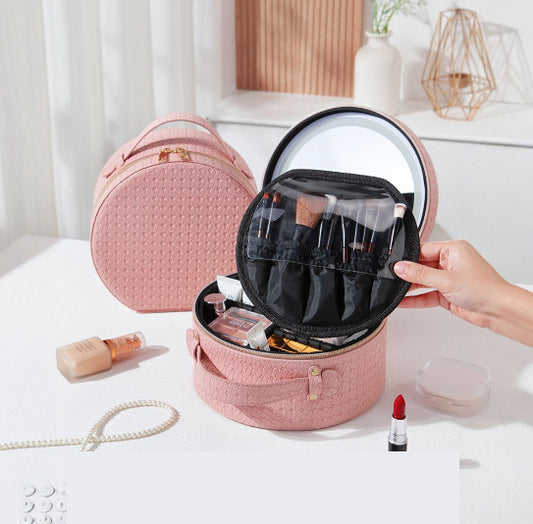 LED With Light Cosmetic Bag Crossbody Bag Small Round Bag