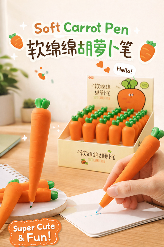 Stress Relieving Cartoon Pens | Carrot, Strawberry, Bunny, Bao Bun, Cactus, Pineapple