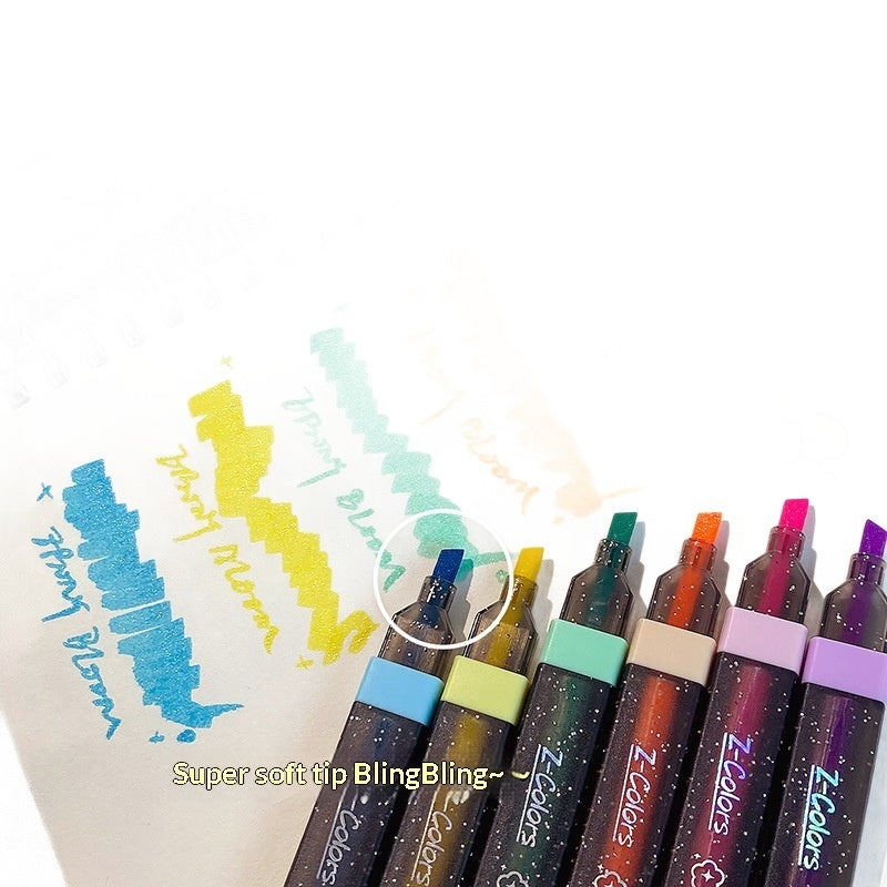 Student-use Minimalist Glossy Highlighter Set 6 Colors