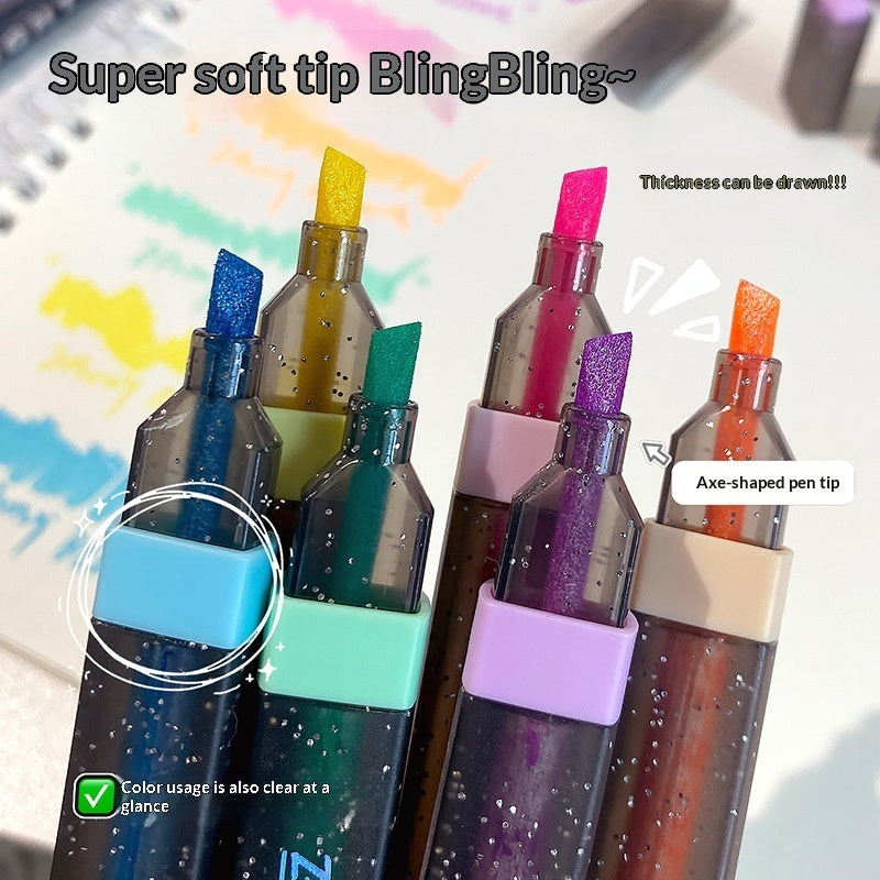 Student-use Minimalist Glossy Highlighter Set 6 Colors